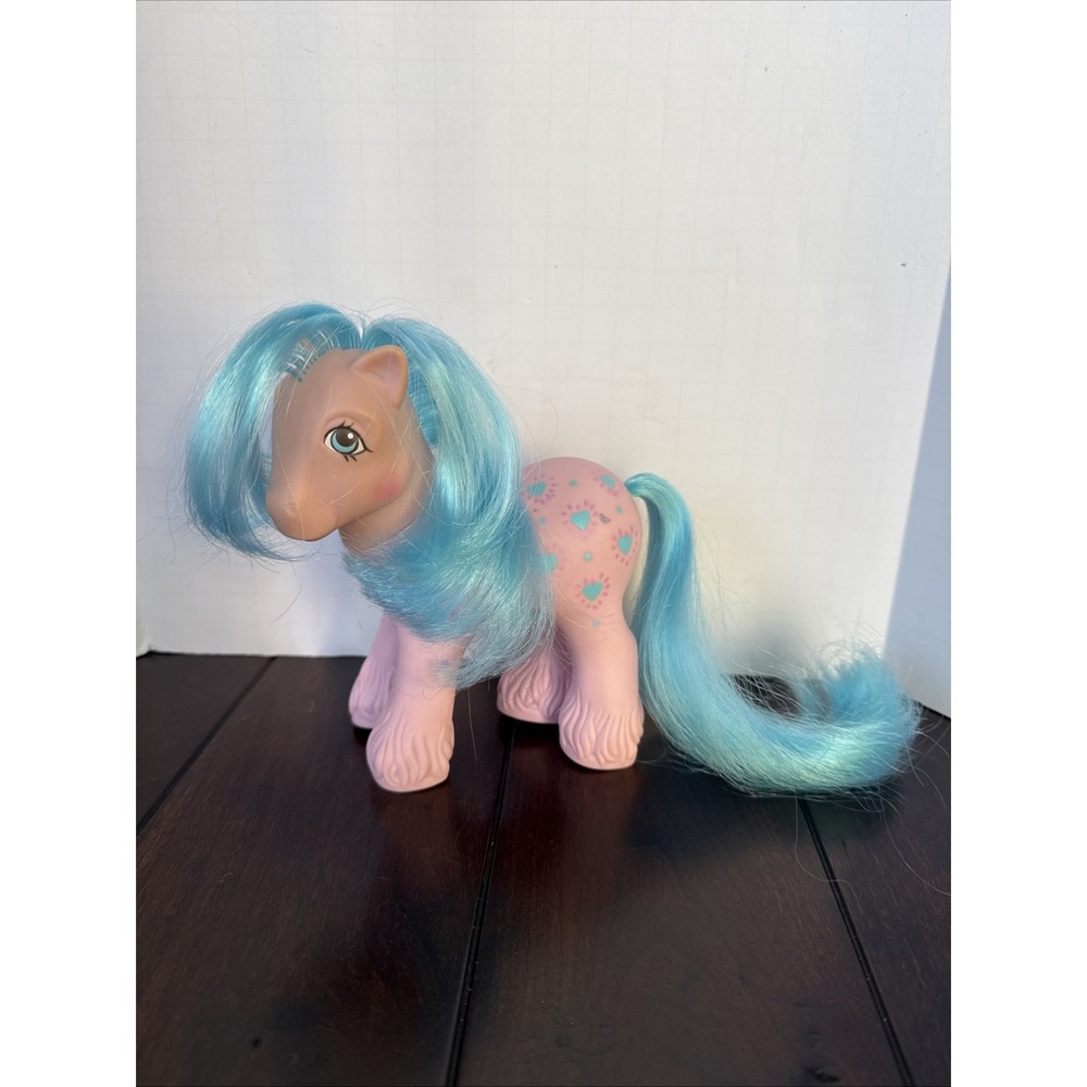 Vtg. MLP G1 Daddy Bright Bouquet Hasbro Clydesdale Pink Blue Mane 1987 Family